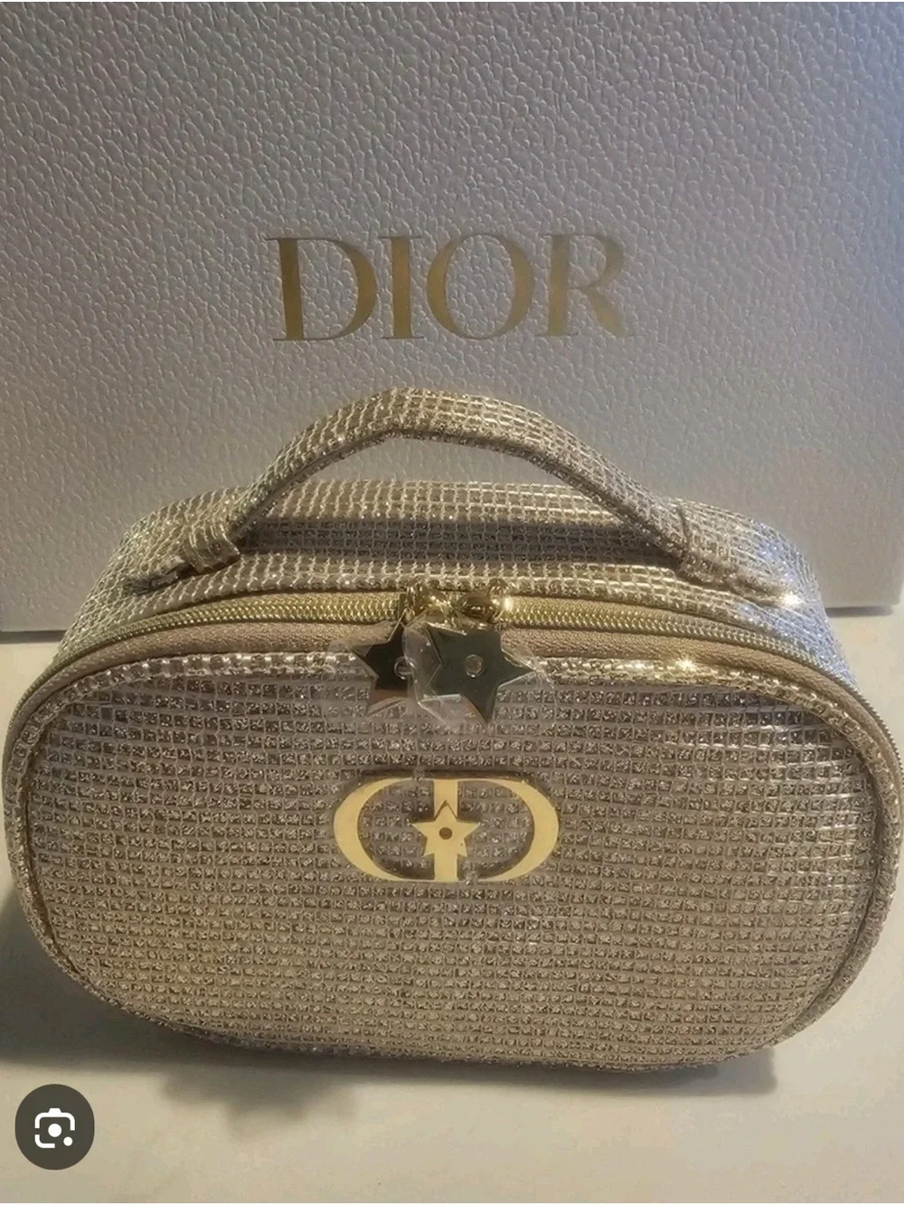 Dior Gold Crystal-Embellished Cosmetic Vanity Case